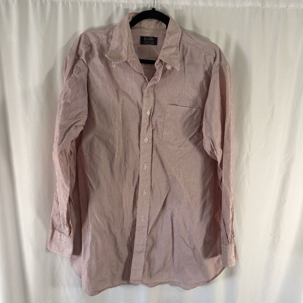 Gitman Bros Parisian Dress Shirt Men's 16.5 34 White Red Striped Button Up